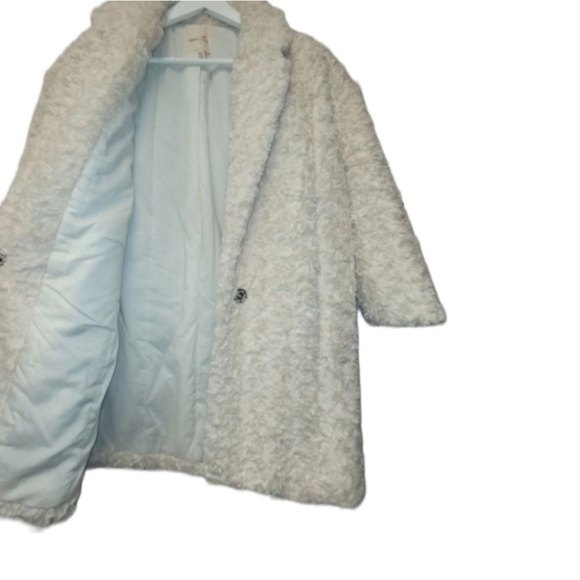 Urban Outfitters Anthropologie Medium 3/4 Sleeve Cream Teddy Coat Jacket FLUFFY! - Picture 6 of 6
